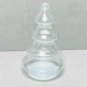 Glass Christmas Tree-Shaped Jar With Lid Clear Decorative Treats Jar or Display